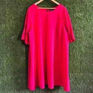 Lane Bryant 22 24 Red Floral Lace Sleeve Dress NDD10 Plus Curvy